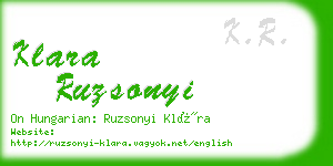 klara ruzsonyi business card